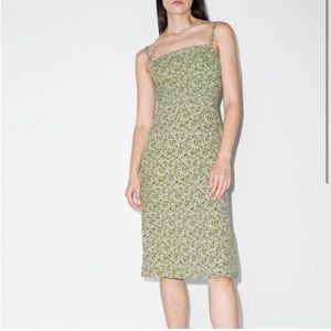 Reformation Juniper Sage Green Floral Dress - Size 2